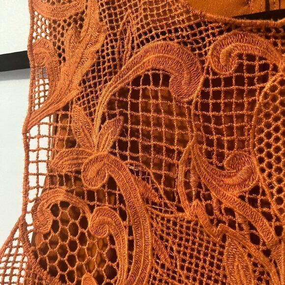 🟢Chelsea28 Lace Tank with Crochet Detailing in Rust Orange Size XS - Picture 4 of 7